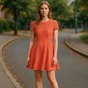 APT.9 Coral Lace Fit & Flare Dress Size 6